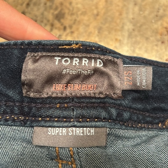 Torrid Luxe Slim Bootcut jeans woman's in a dark denim wash - Picture 7 of 14